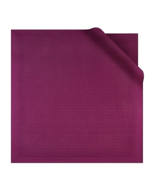 BVLGARI Purple Silk Logomania Scarf