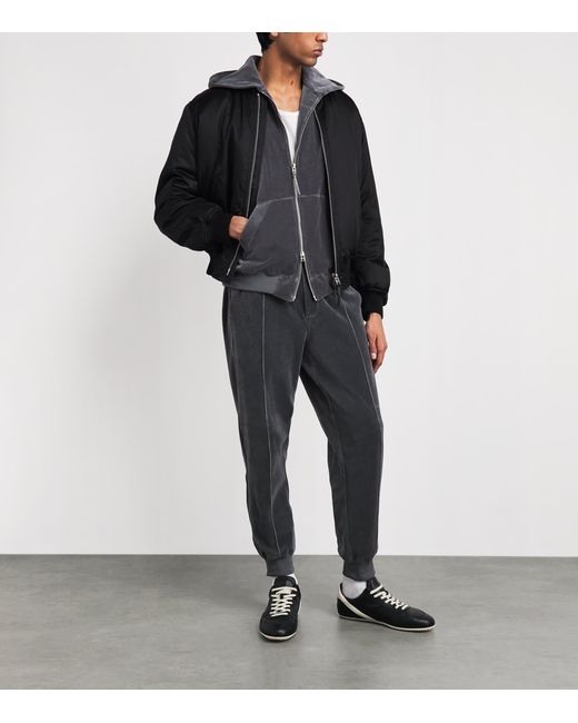 Tom Ford Gray Velour Zip-Up Hoodie for men