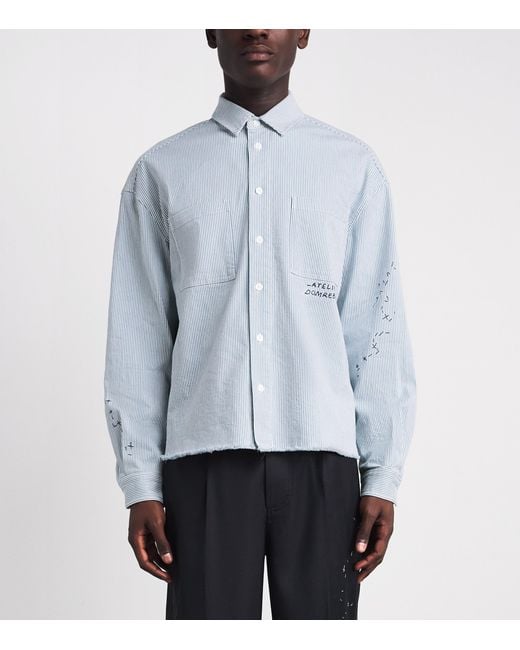 DOMREBEL Blue Stripe Indie Denim Overshirt for men
