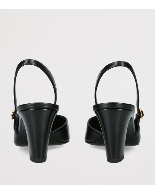 Herbert Levine Black Leather Ask Around Slingback Heels 65