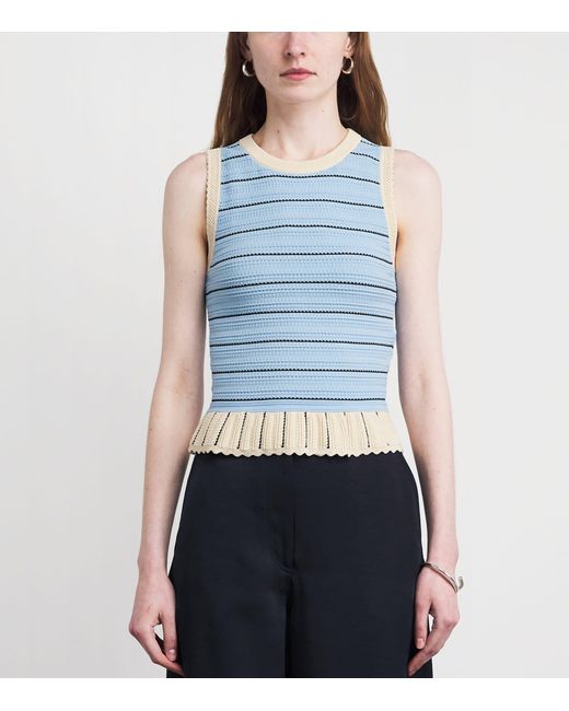 Claudie Pierlot Blue Knitted Pointelle Tank Top
