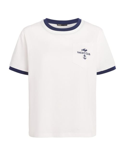 Maje White Cotton Yacht Club T-Shirt