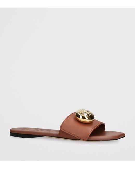 Loewe Brown Leather Pebble Slides