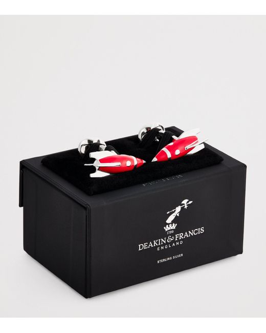 Deakin & Francis Red Sterling Enamel Rocket Cufflinks for men