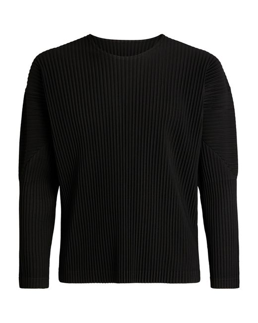 Homme Plissé Issey Miyake Black Pleated Long-Sleeved Top for men