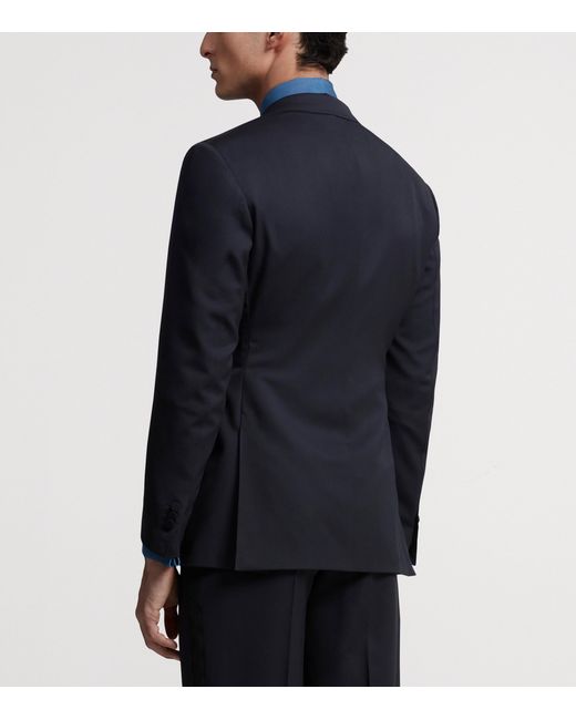 Dunhill Blue Wool-Cashmere Evening Suit Jacket for men