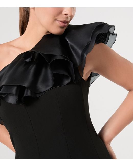 Marina Rinaldi Black X Tony Ward Ruffle-Neck Maxi Dress