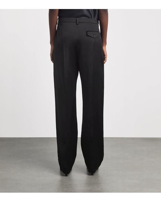 Khaite Black Satin Hunter Straight Trousers
