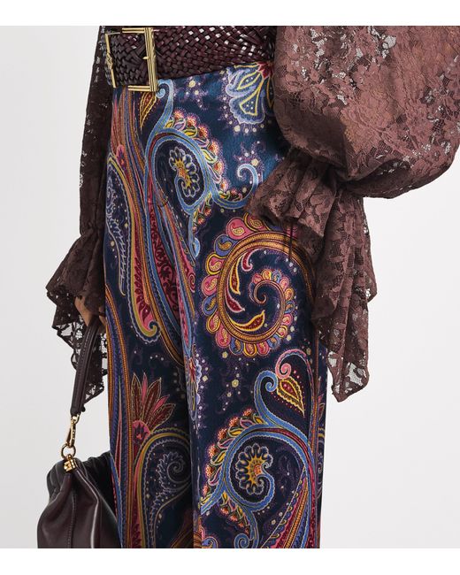 Etro Purple Satin Printed Chinos