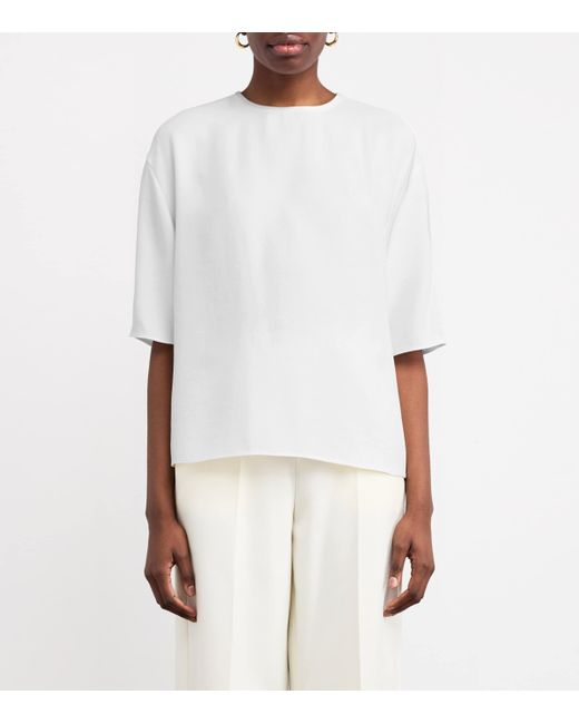 Vince White Crepe Dolmain T-Shirt