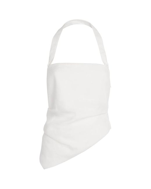 Sir White Linen-Blend Dorian Halterneck Top