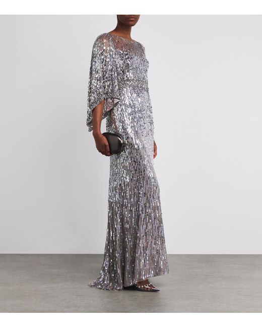 Jenny Packham Gray Embellished Ines Gown
