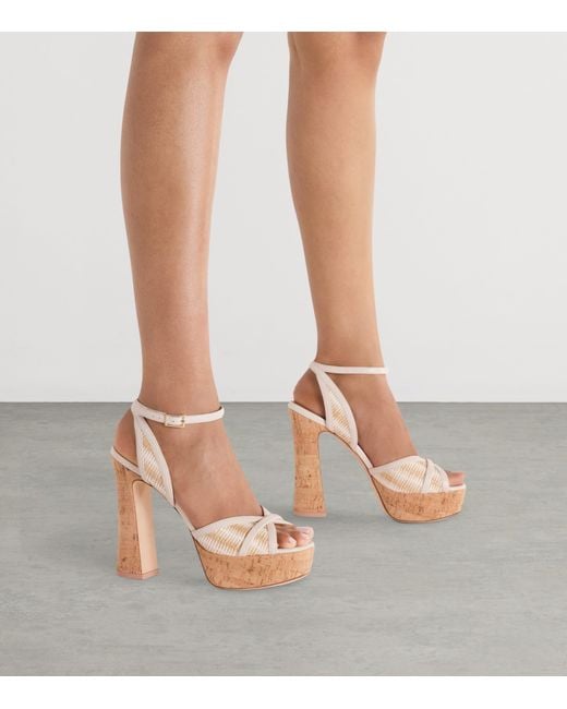Malone Souliers Metallic Raffia Sylvie Platform Sandals 125