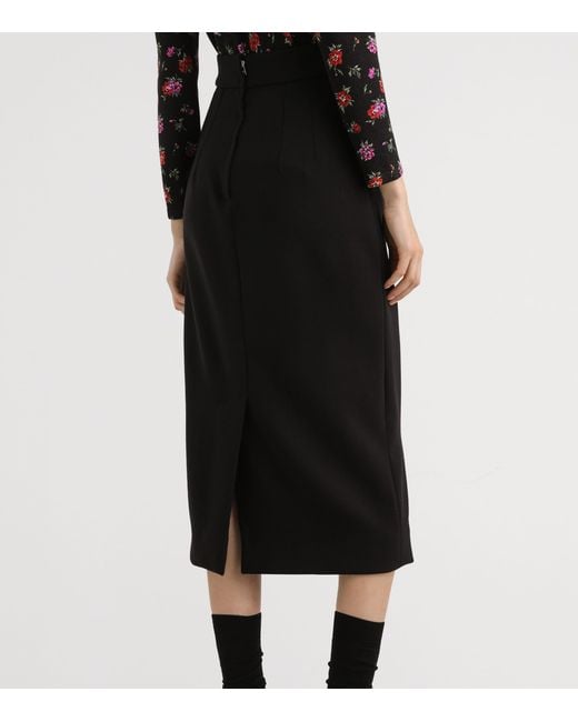 Dolce & Gabbana Black Stretch-Virgin Wool Midi Pencil Skirt