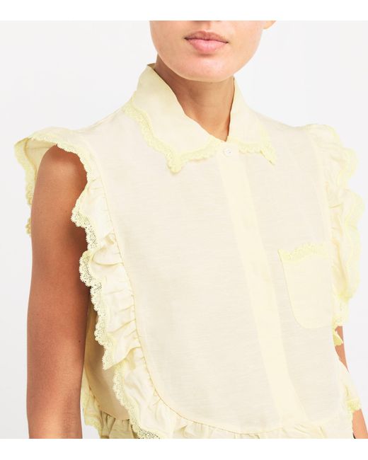 Sandro Natural Ruffle-Trim Blouse