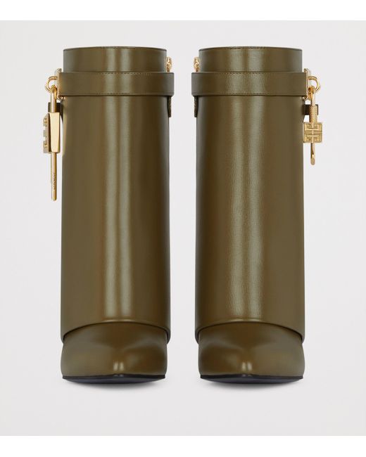 Givenchy Green Leather Shark Lock Ankle Boots 90