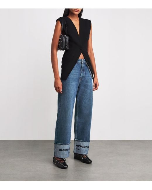 Alexander Wang Blue Logo Embroidered Mid-Rise Jeans