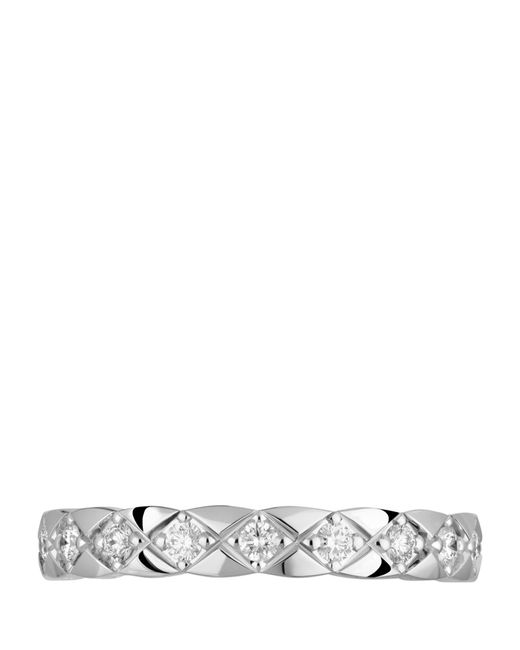 Chanel Metallic White Gold And Diamond Coco Crush Ring