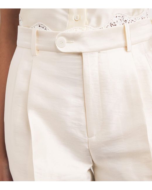 Sandro White Satin Tailored Trousers