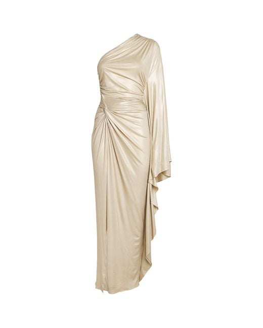 LAPOINTE Natural Ruched One-shoulder Gown