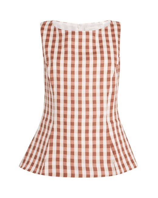 Faithfull the Brand Women's Red Linen Gingham Ana Top