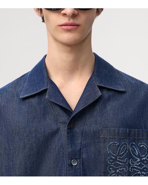 Loewe Blue Chambray Short-Sleeve Shirt for men