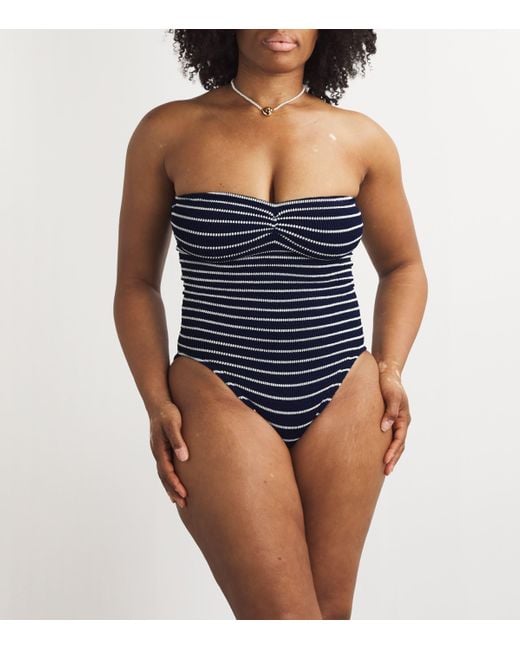 Hunza G Blue Striped Brooke Swimsuit