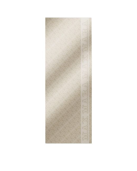 Max Mara Natural Wool-Silk-Linen Monogram Stole Scarf