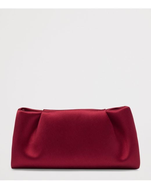 Malone Souliers Red Satin Vittoria Soft Clutch Bag