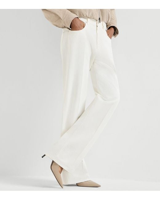 Brunello Cucinelli White Flared Jeans