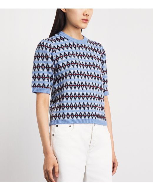 FRAME Blue Cashmere Fair Isle Sweater