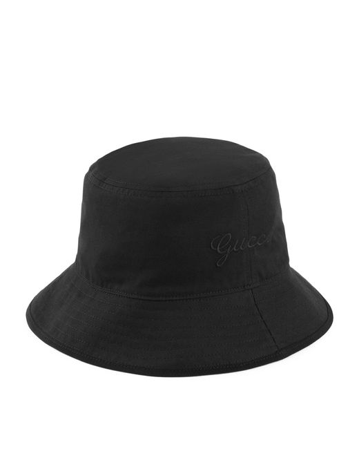 Gucci Black Cotton Bucket Hat With Embroidery for men