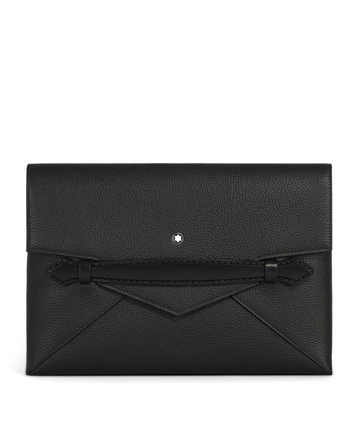Montblanc Black Grained Leather Envelope Clutch Document Case