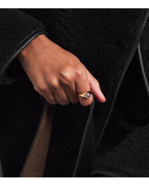 Suzanne Kalan Metallic Diamond And Sapphire Princess Signet Ring