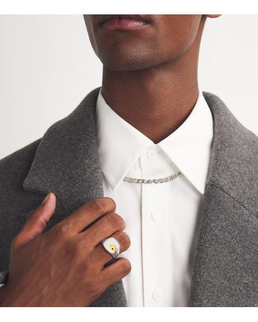 Tom Wood Metallic Sterling And Diamond Signet Ring for men