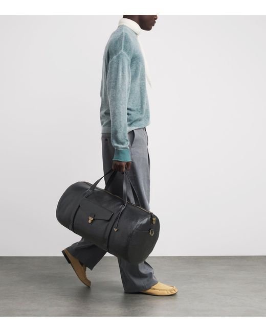 Emporio Armani Black Grained Leather Holdall for men
