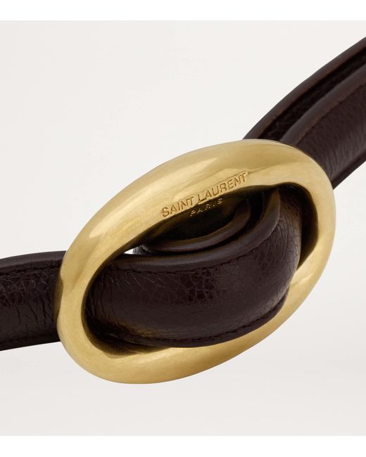 Saint Laurent White Leather Oval Belt