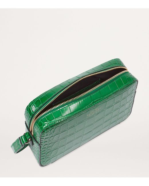 Smythson Green Mara Leather Camera Bag