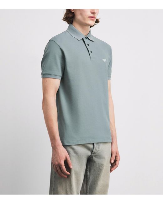 Emporio Armani Blue Cotton Polo Shirt for men
