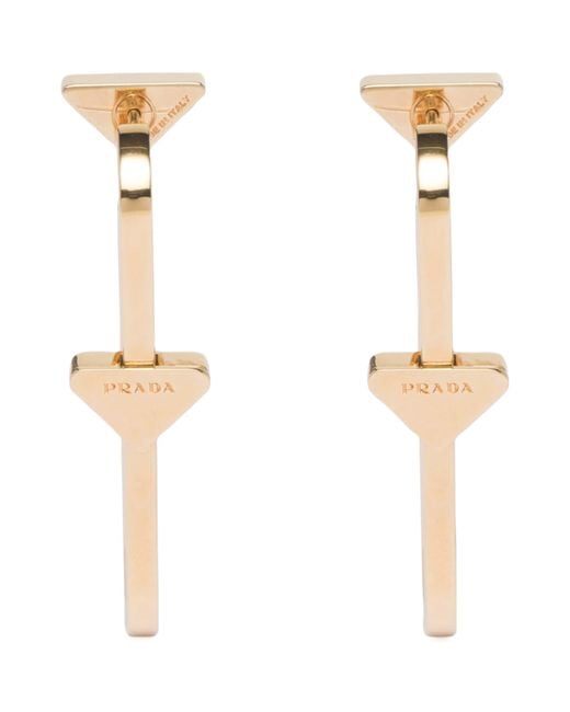 Prada White Triangle Hoop Earrings