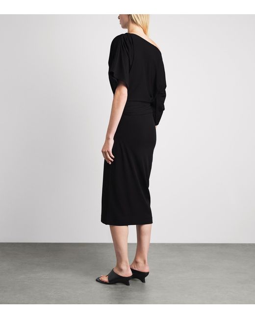 Wolford Black Fluid Drape Midi Dress