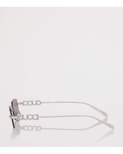 Gucci Pink Metal Rectangular Sunglasses for men