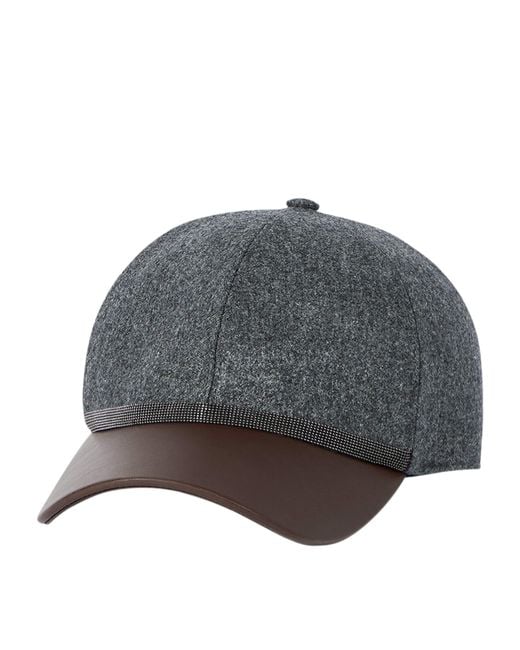 Brunello Cucinelli Gray Virgin Wool Baseball Cap