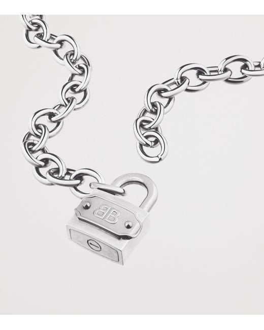 Balenciaga Metallic Bb Padlock Necklace for men