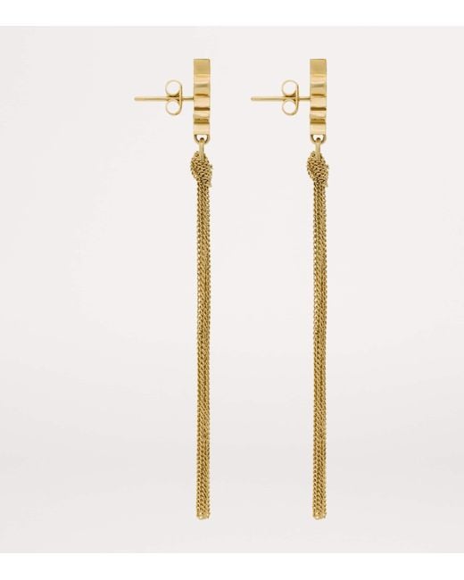 Saint Laurent Metallic Pompons Chains Earrings