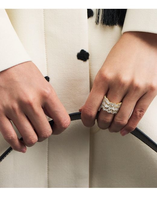 Suzanne Kalan Metallic And Diamond Short Stack Ring