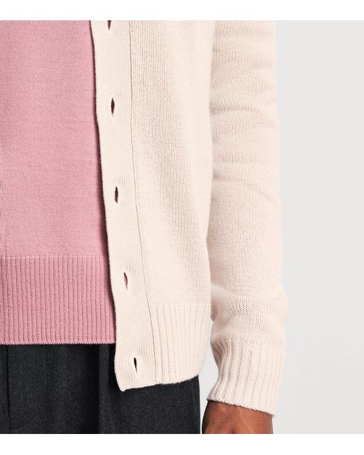 Allude Natural Wool-Cashmere Collared Cardigan for men