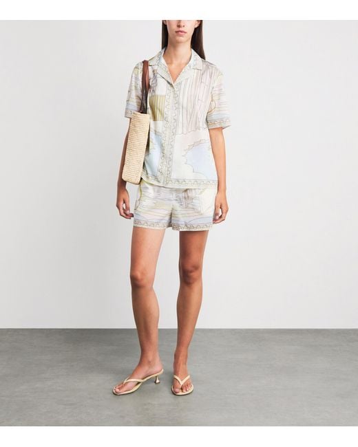 Tory Burch White Cotton Printed Shorts