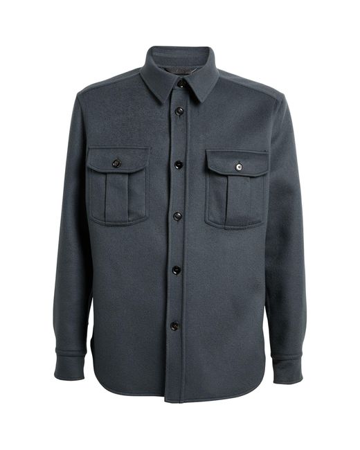 Brioni Blue Wool-cashmere Vagabond Overshirt for men
