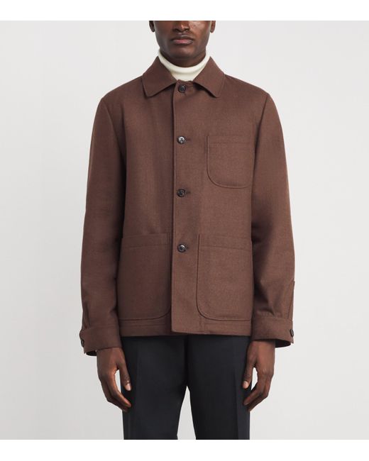 Corneliani Brown Wool-Silk Overshirt for men